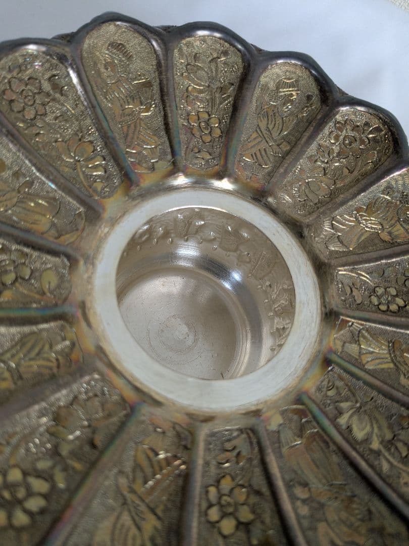 アンティーク ロシア製シルバー コンポート皿 花型 装飾皿 工芸品 小物入れ