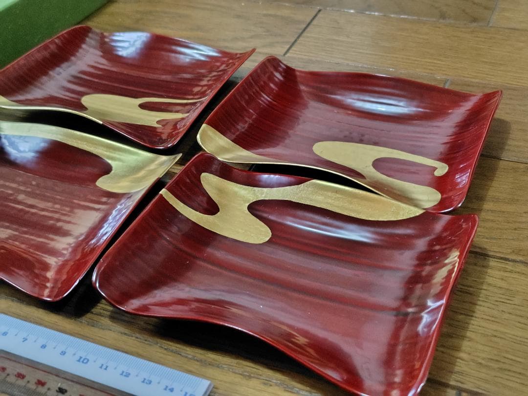 象彦　銘々皿　菓子皿　5枚組　漆器　金箔　漆塗　西村彦兵衛 　箱付