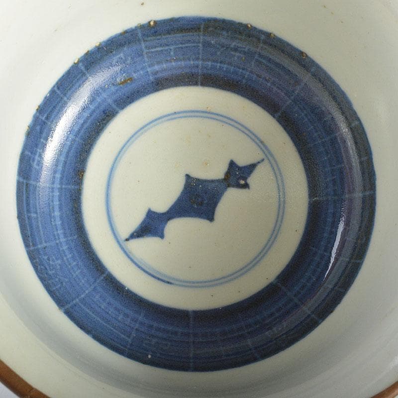 中国　新渡　青花人物文　銅覆輪　鉢　N　6737