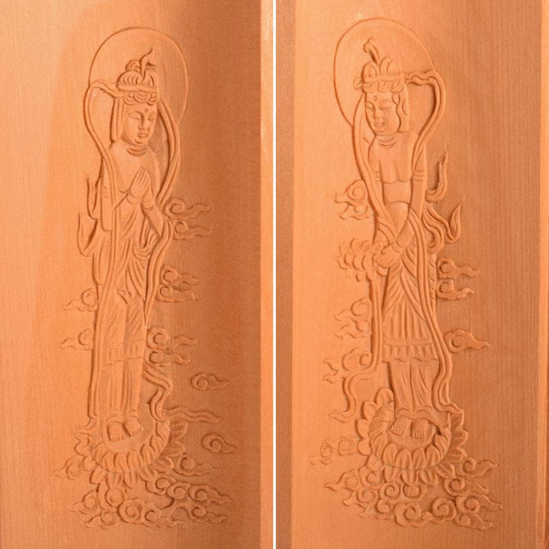 工芸美術大師　虞定良作　木彫　釈迦如来像　仏像　観音開逗子付　D　R5080