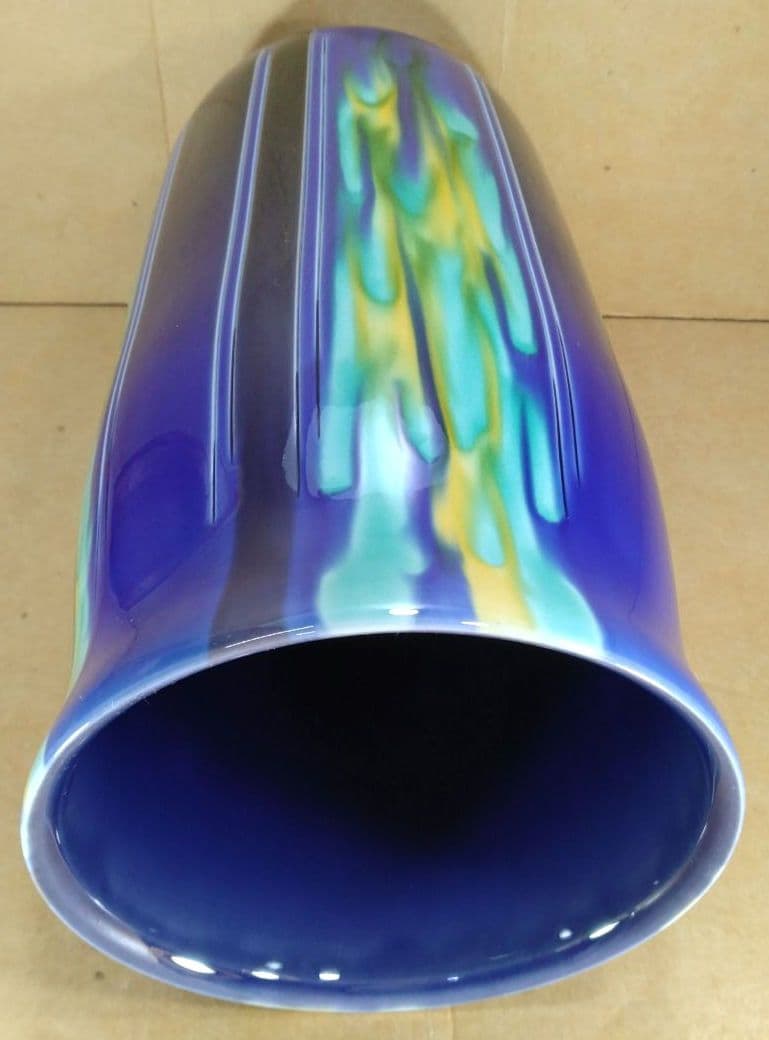 【本物保証】徳田正彦(人間国宝 三代徳田八十吉）燿彩花器 共箱 毎日オークション