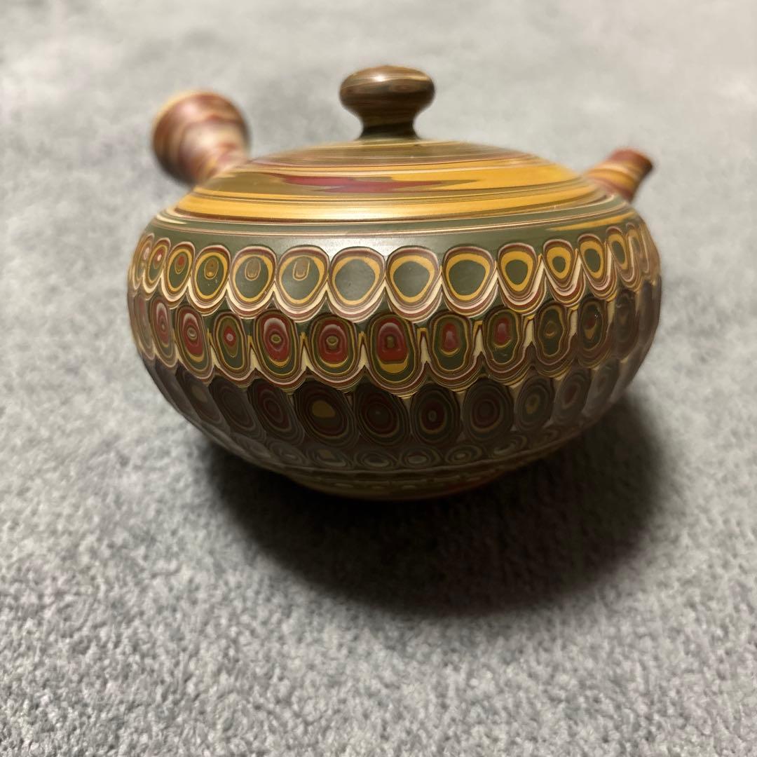 常滑焼　練込網目カット文急須　2個セット　小西友仙作