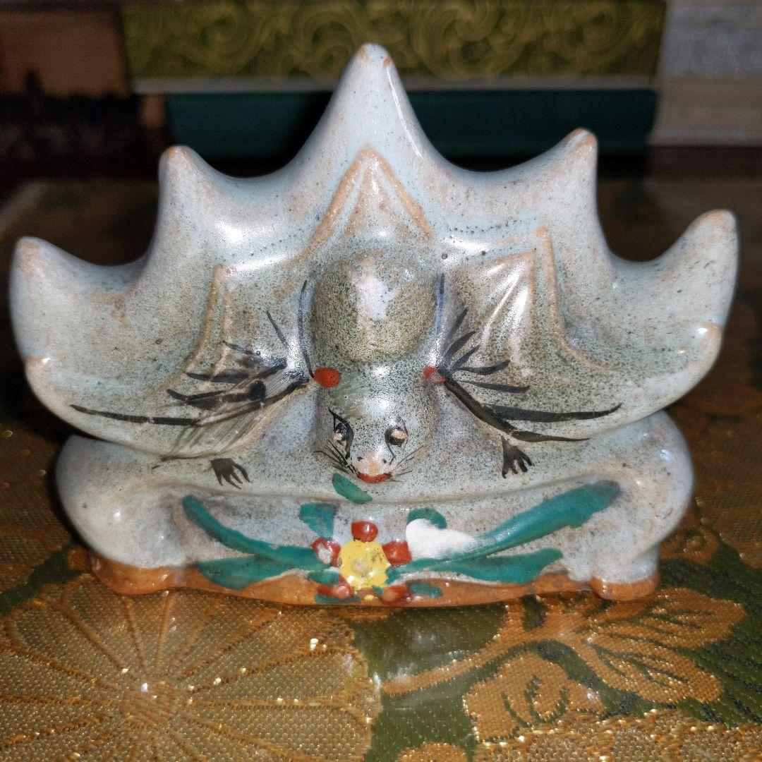 【最終価格】中国　蝙蝠図筆架　筆立　蝋印付　時代品