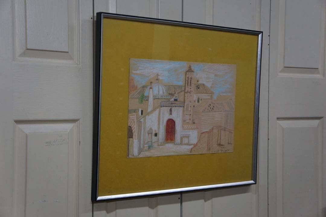 TOLEDOの風景画 Taku 直筆 色鉛筆 デッサン 絵画 鉛筆画 風景画