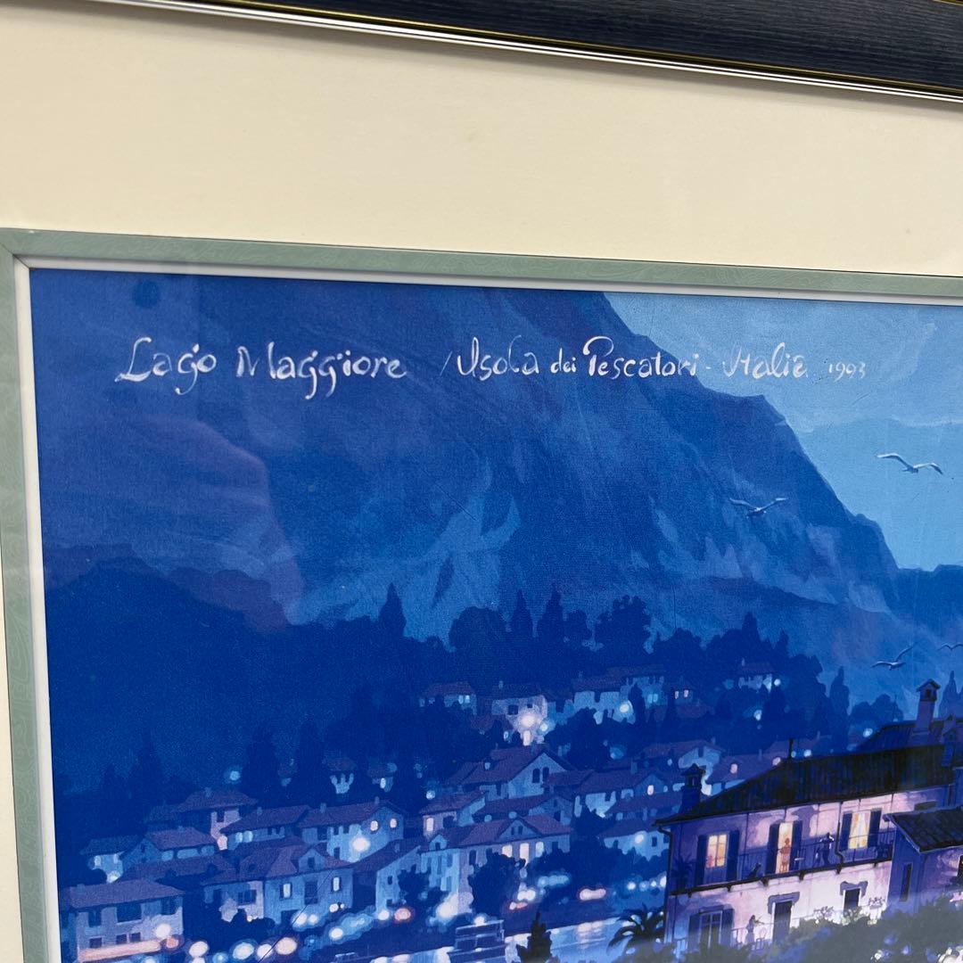 a0131-54笹倉鉄平　アートポスター　ハイベルアート　「ラゴ　マジョーレ」