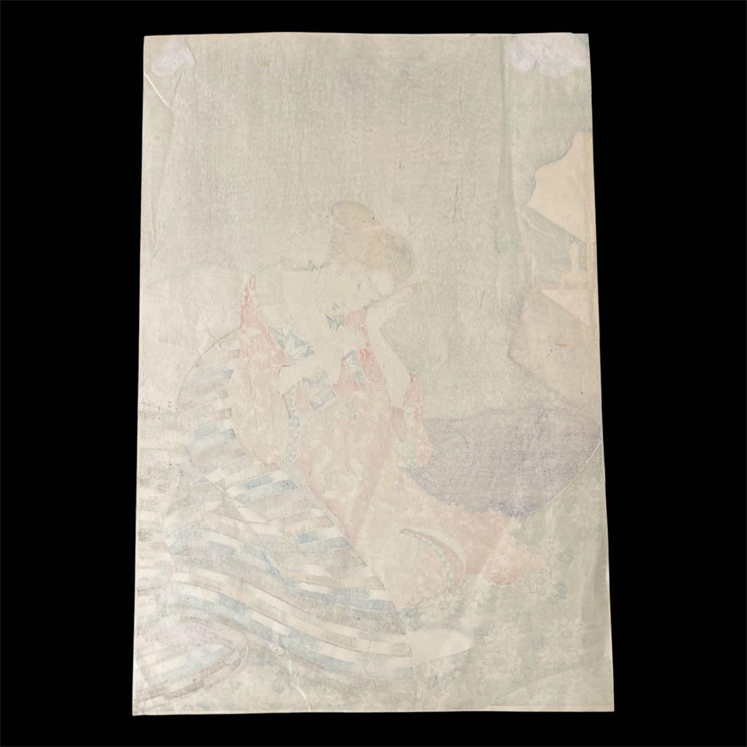 五渡亭国貞　美人画　浮世絵　木版画　髪かき　髪結　櫛　UKIYOE