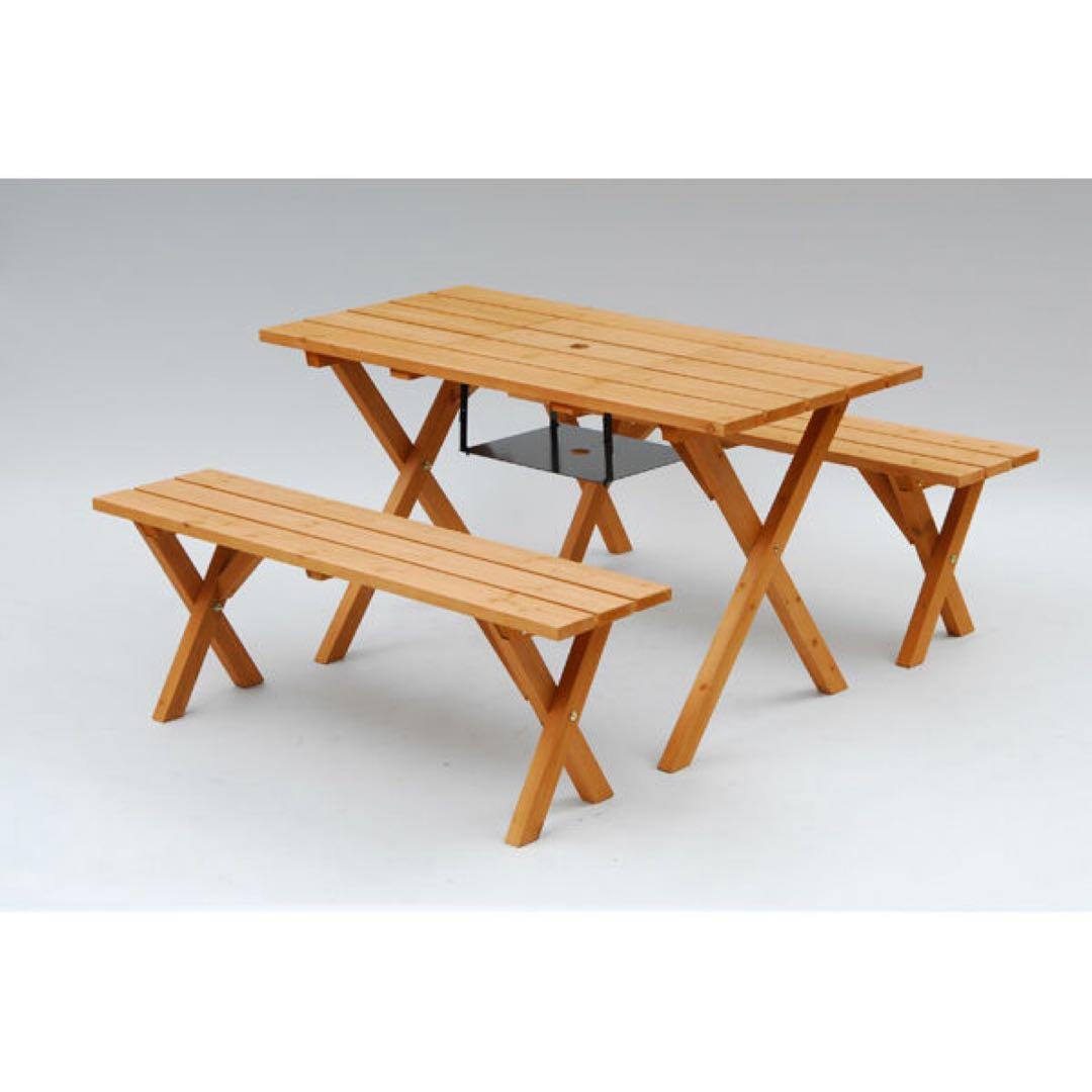 新品未使用箱不良　山善　ガーデンテーブル3点セットBBQ仕様PTS-1207BS