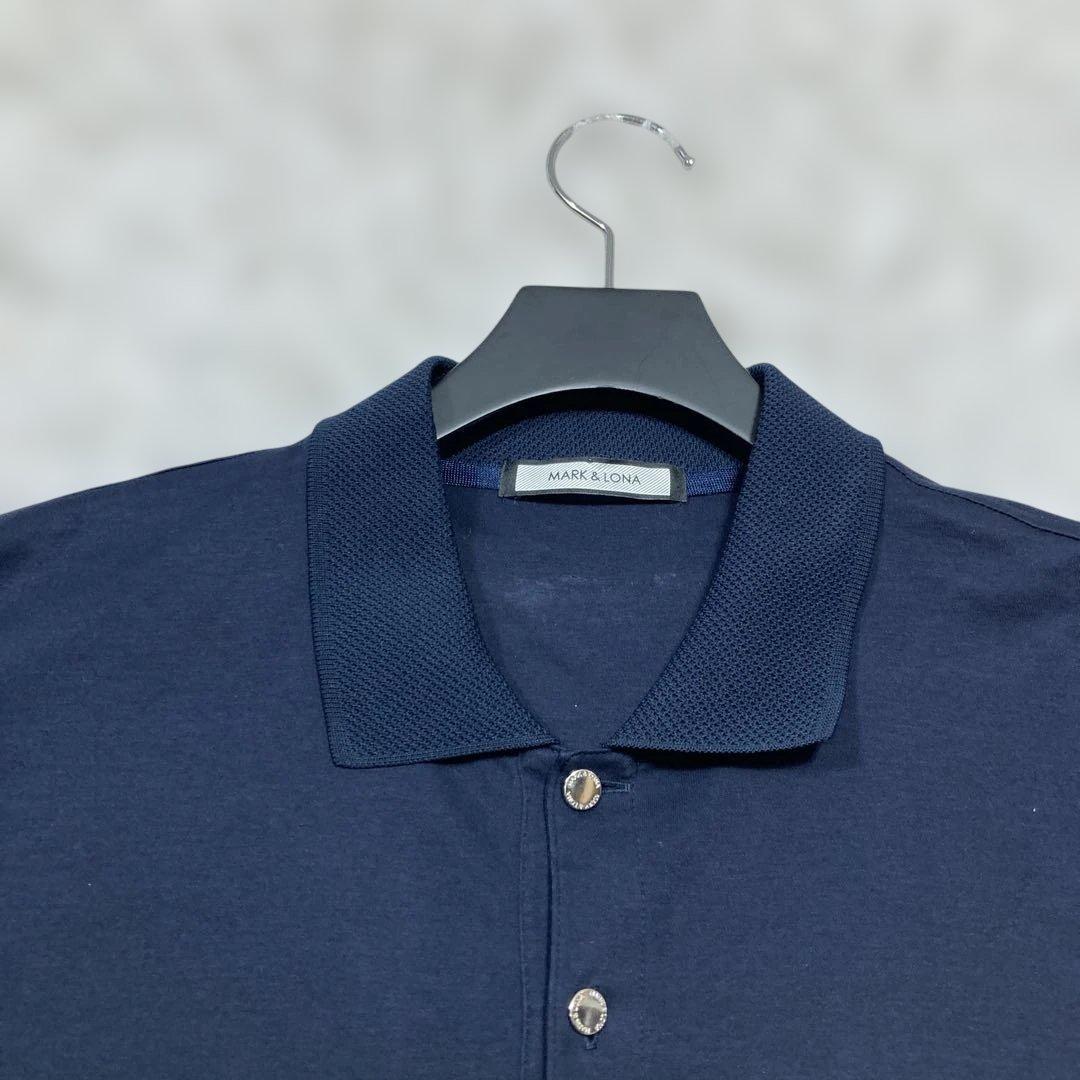 未使用級 マークアンドロナ ゴルフウェア ポロシャツ ドクロ Lサイズ相当 紺色