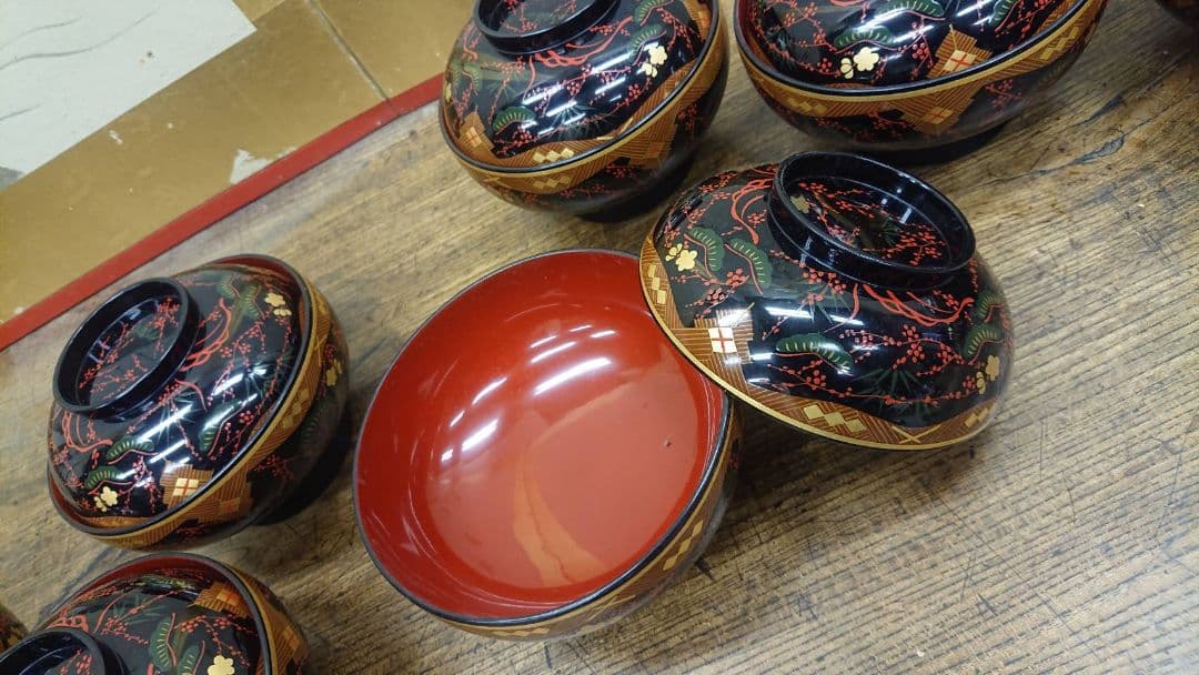☆松竹梅 蒔絵 煮物湾 10客セット☆ 漆器 浄法寺 秀衡椀 南部 懐石料理