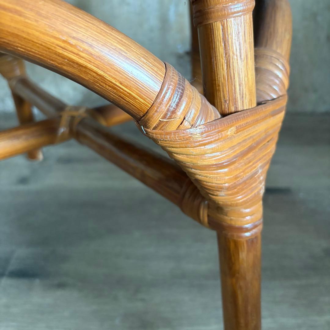 kazama ヴィンテージラタン　ラウンドテーブル & チェア　ラウンジセット