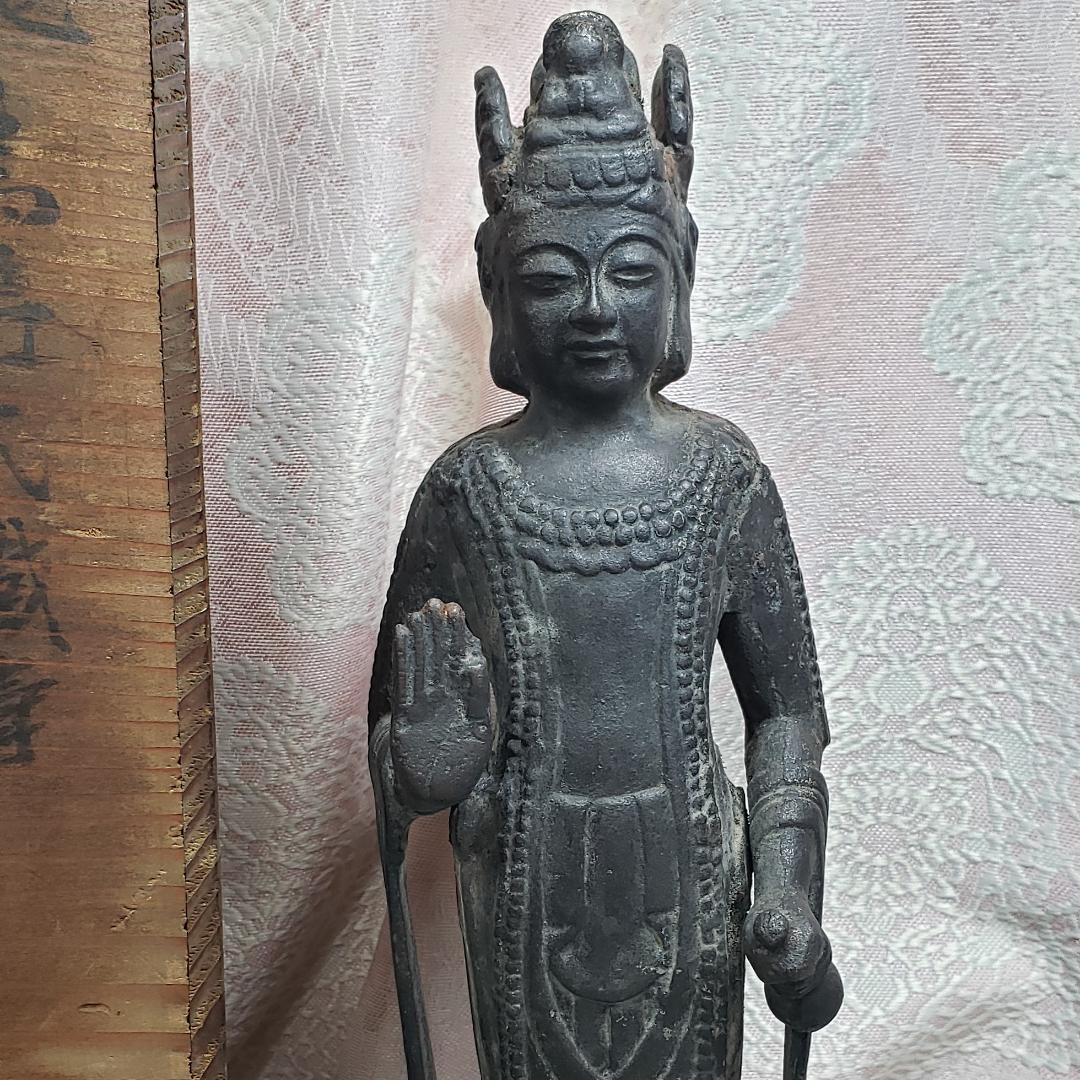 【飛鳥仏】◆鐵鋳観音菩薩立像 仏像◆検）天平仏 新羅仏 高麗仏 空海 千利休