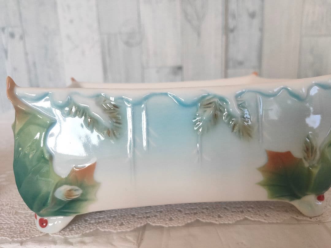 フランツ・ポーセリン ホリデー・ビギニングス シジュウカラ 陶器製 鳥とホリー