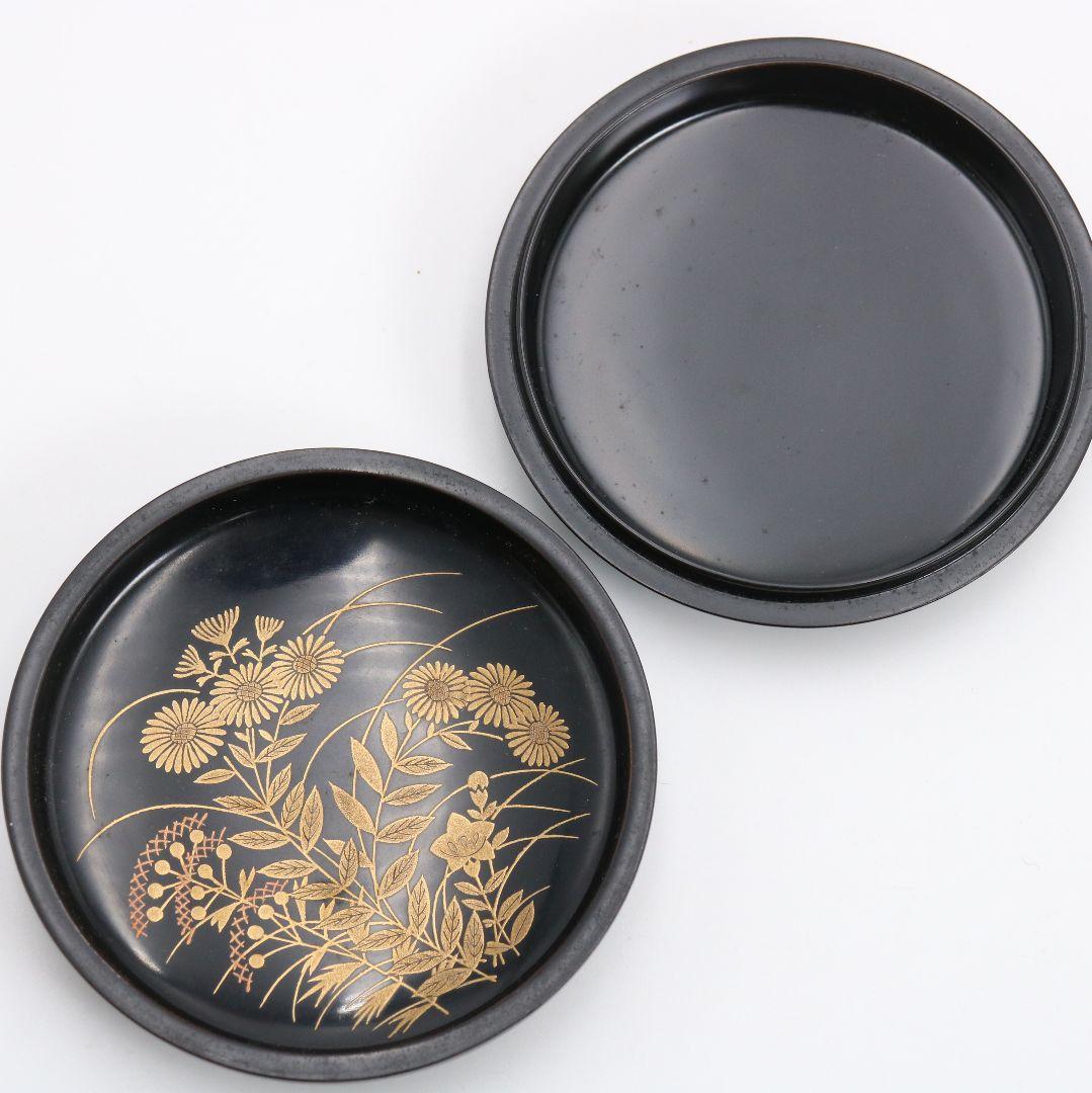 辻石斎作 秋草に鈴虫蒔絵 香合 茶道具 共箱共布　C900　N8