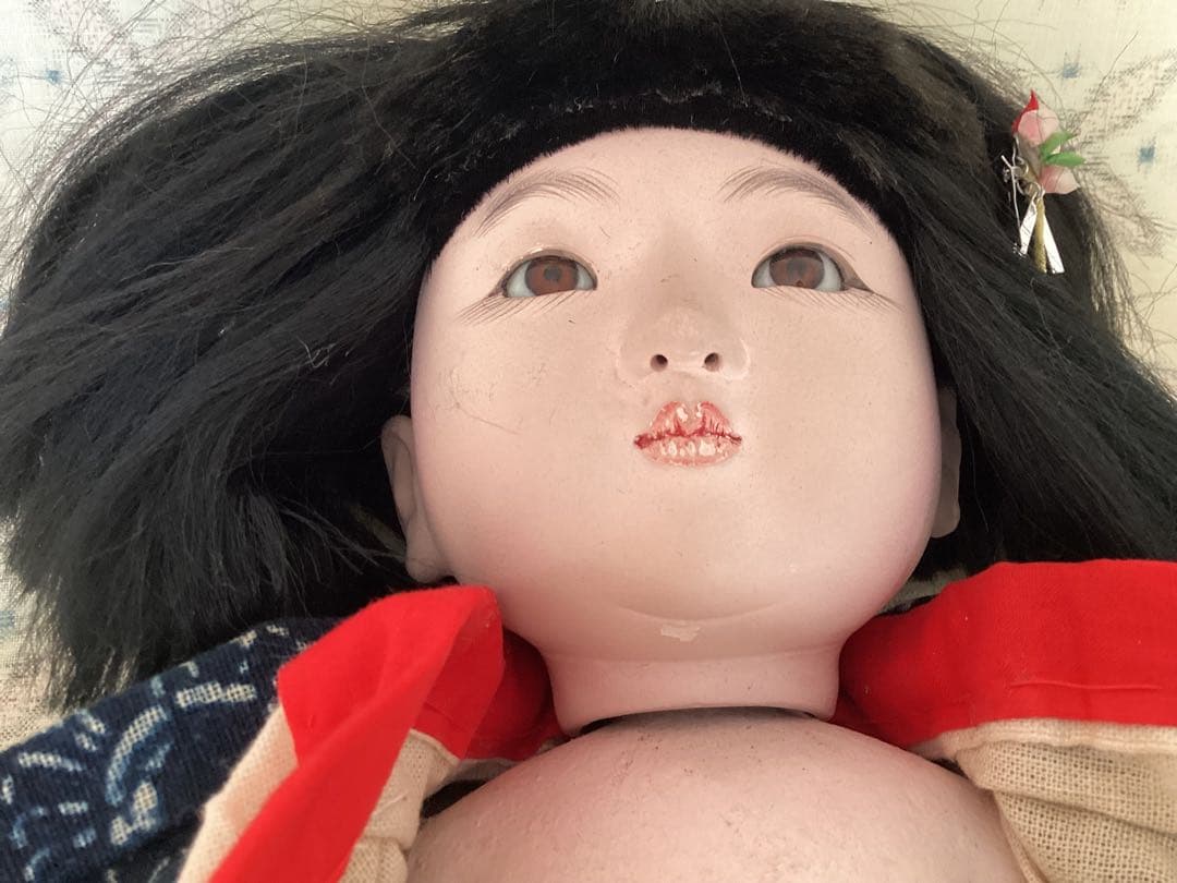 市松人形 竹取物語　松菊　抱き人形　ビスクドール　アンティークドール約45cm