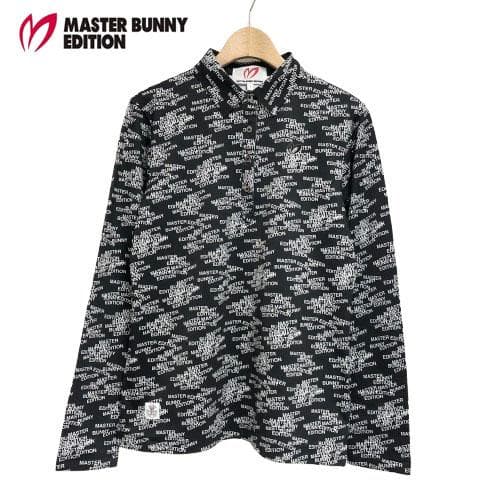 ○★新品未使用　マスターバニーエディション　ロゴ総柄　長袖ポロシャツ　1　黒