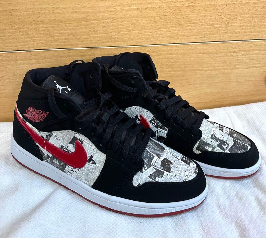 【美品】NIKE AIR JORDAN 1 MID NEWSPAPER