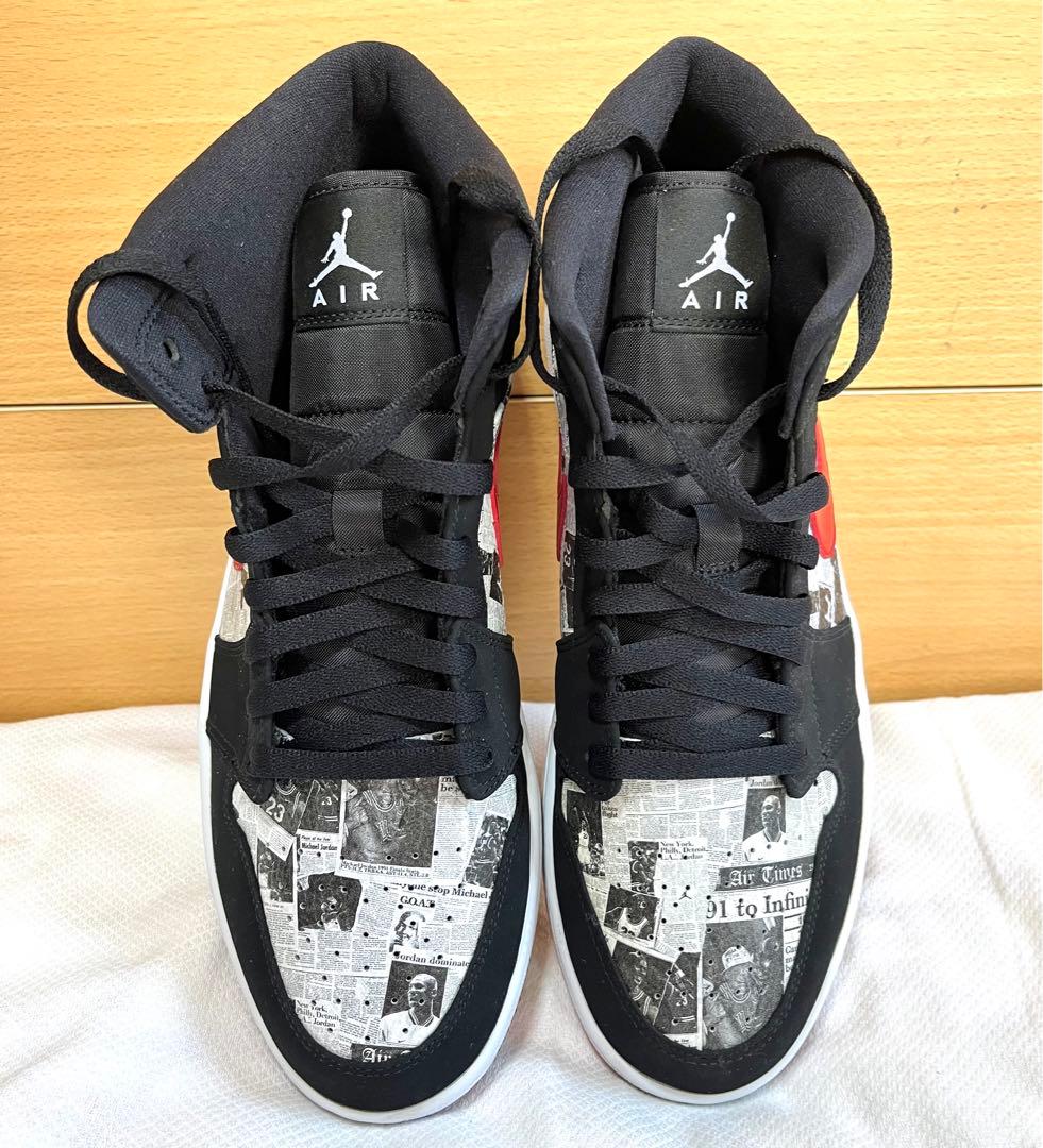 【美品】NIKE AIR JORDAN 1 MID NEWSPAPER