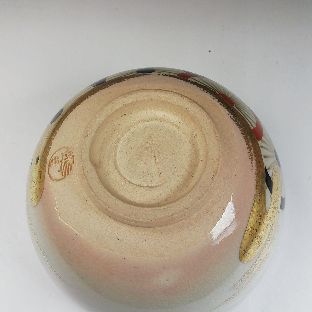 Ｔ４０９　茶碗　『蛇の目傘』『萬古窯　加賀瑞山 造』　共箱　抹茶碗　茶道具