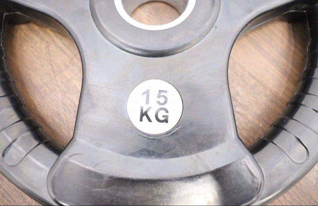 オリンピックプレー 15kg×2枚 計30kg 径50mm ラバーダンベル