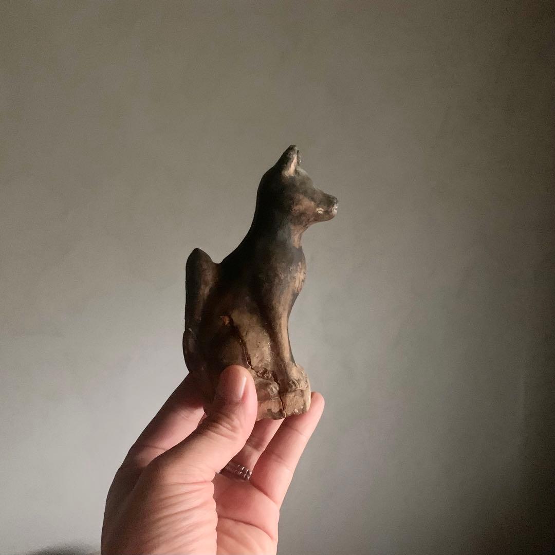 土人形 お稲荷さん 割れ補修 郷土人形 古美術 古道具 アンティーク オブジェ