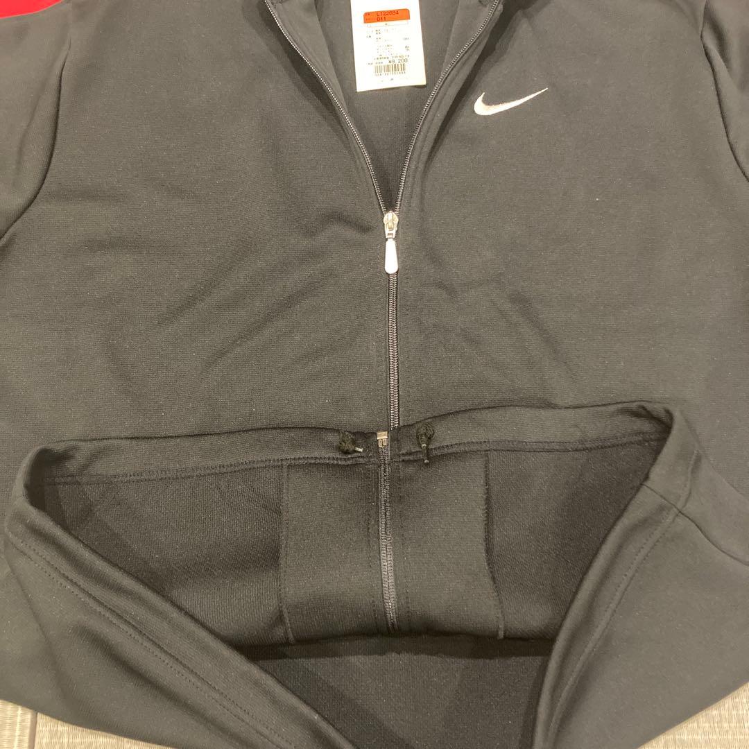 90s NIKE ナイキ 刺繍ロゴ アームライン トラックジャケット L 黒