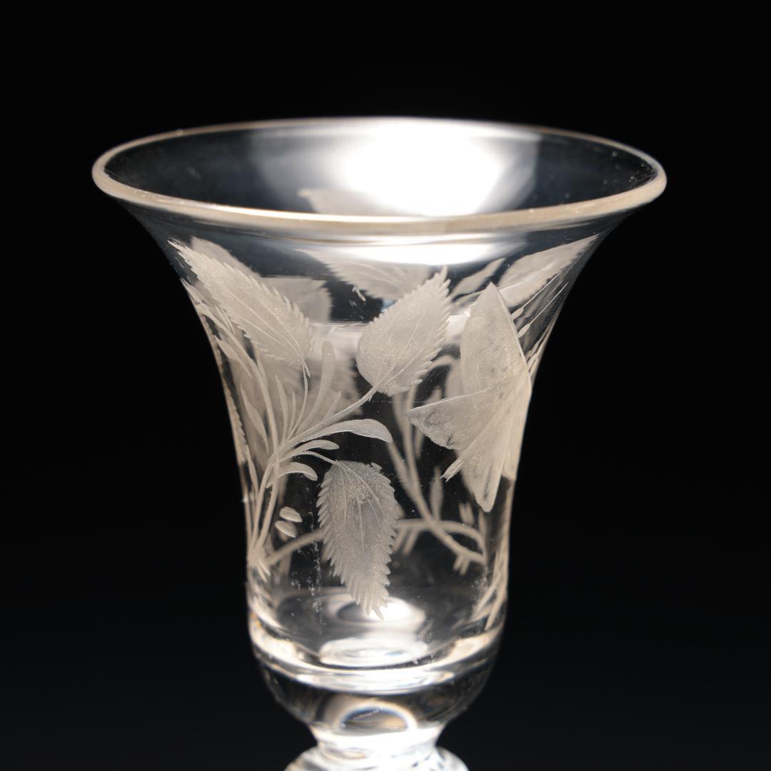 アンティークグラス　ジャコバイト　バラと蝶　ツイストステム　R1539ダI