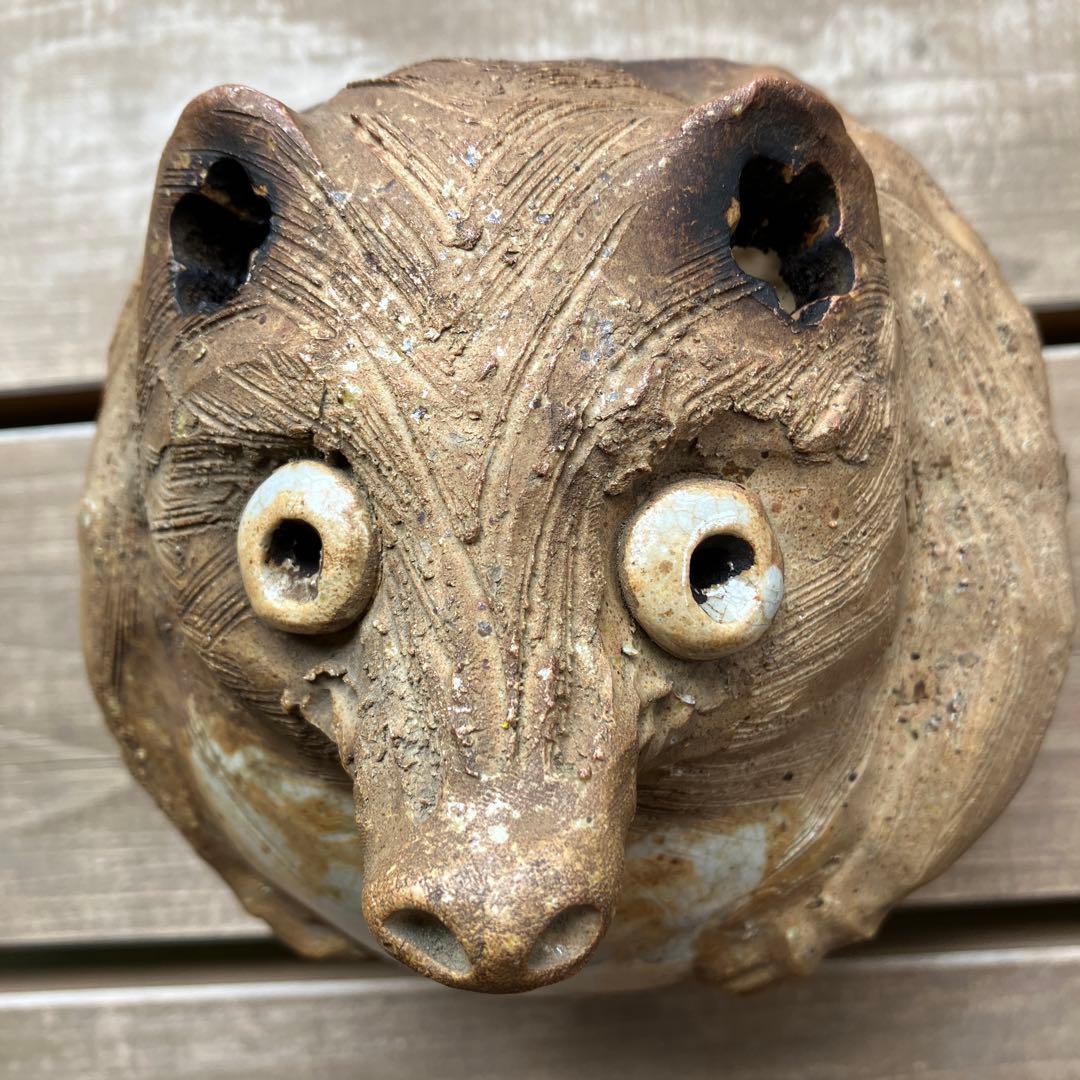 弥平次作　タヌキ 陶器 蚊遣　蚊取り線香器　アンティーク