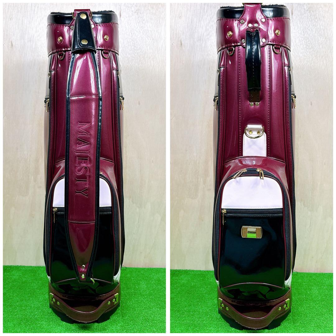 MAJESTY　キャディバッグ　カート式　エナメル素材　ワインレッド系　5分割