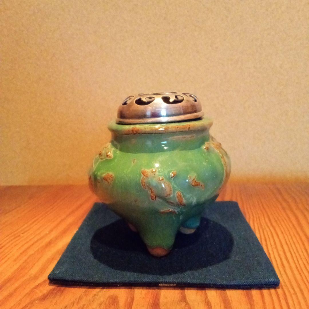 【希少作(幻】 真作 法正寺 (法勝寺:板窯) 香炉 彫刻模様(火舎付)