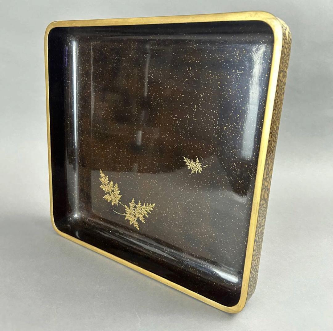 蒔絵黒漆盆 2点　美術品　工芸品　骨董品　漆箱　硯箱