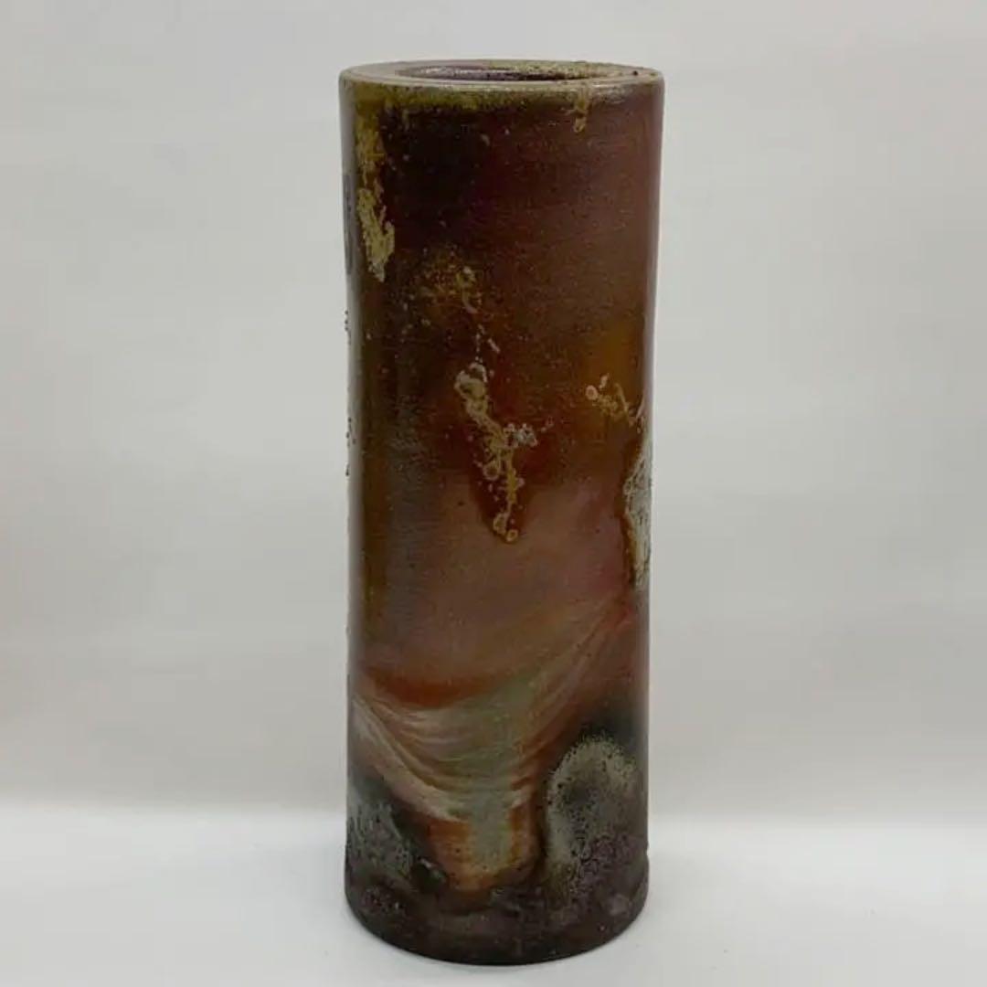 【花入6】備前6  筒形　　松園　　高さ23㎝