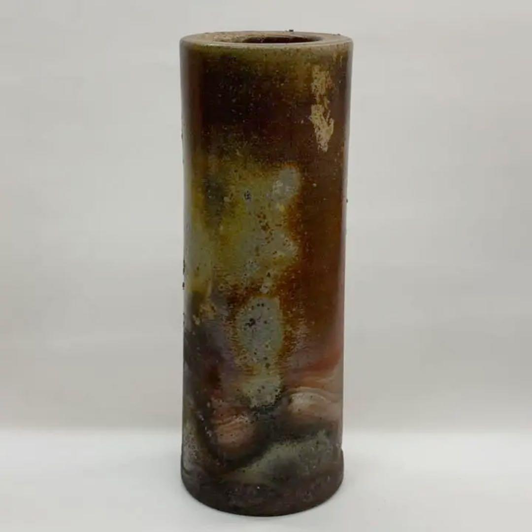 【花入6】備前6  筒形　　松園　　高さ23㎝