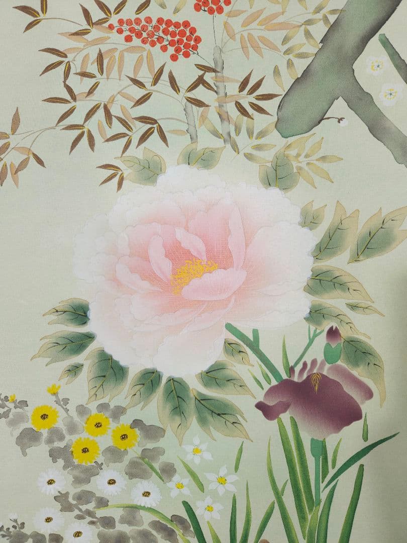 花野作　四季花　牡丹　掛け軸