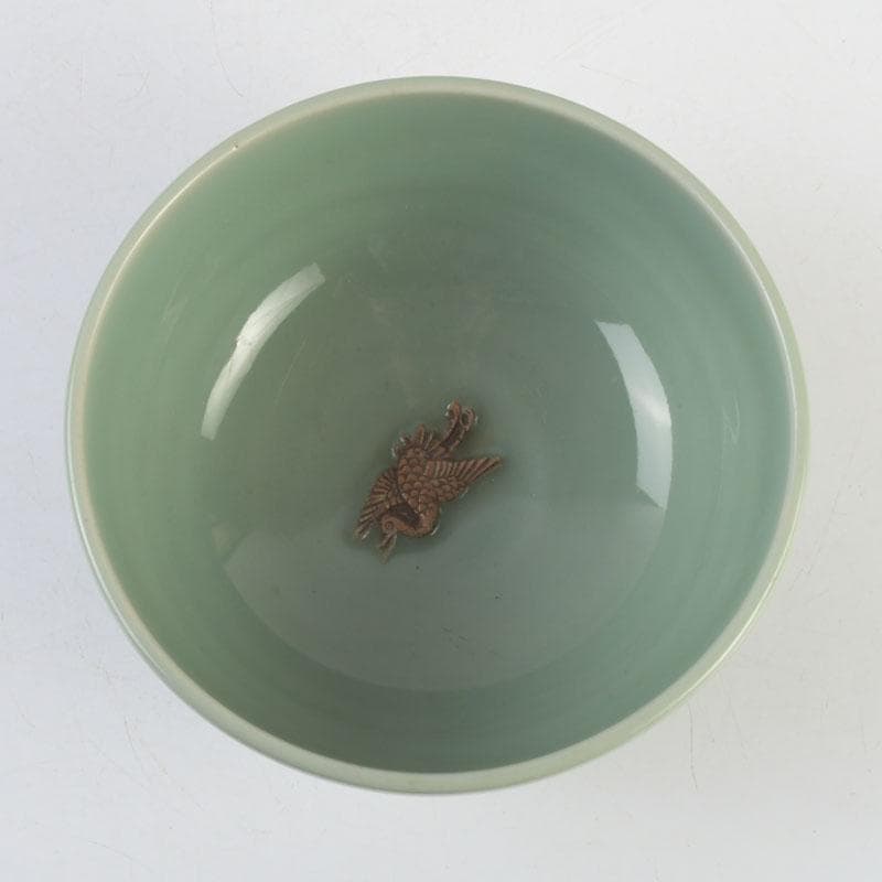 伊万里青磁　鍋島青磁　人形手　鉢　時代箱付　V　9532