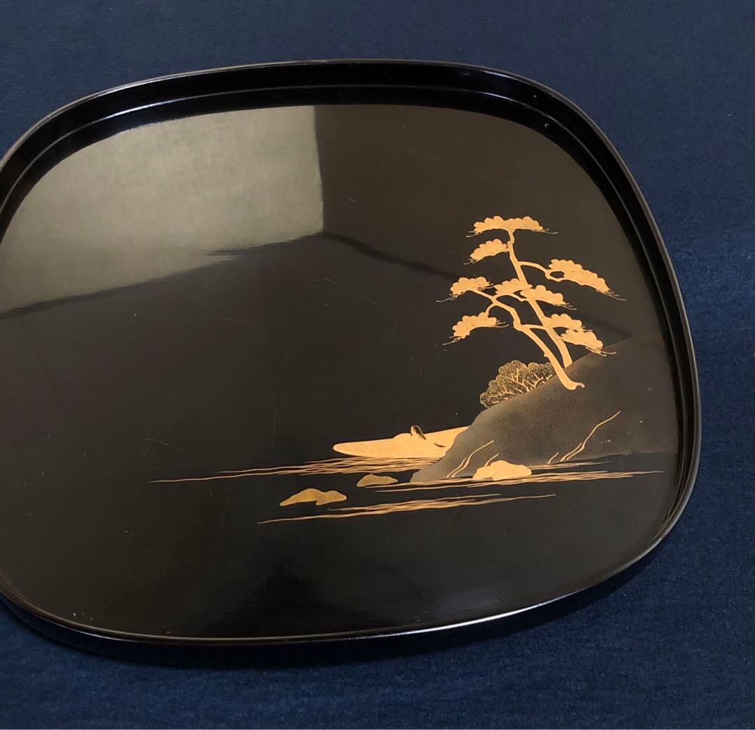 《レ》懐石 黒塗 金蒔絵 脚付 吸物膳10客 木製漆器 木箱　251127お1