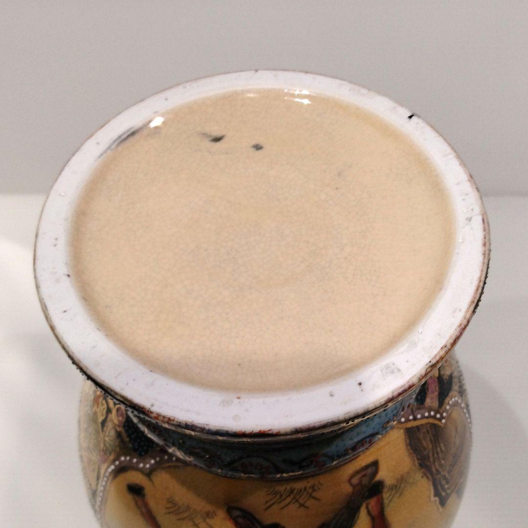 薩摩焼 金襴手 金彩 色絵 色錦 豪華絢爛 武者図 美人画 飾り壺 古美術 花器