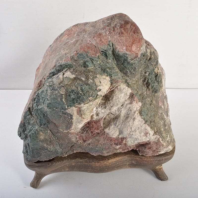 天然石　鑑賞石　菊花石　置物　重さ約24.8kg　唐木台付　F　R6820F