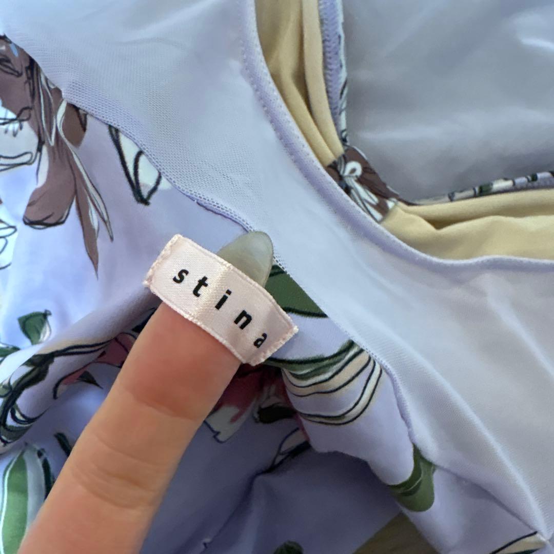 stina 花柄 長袖レオタード 薄紫色