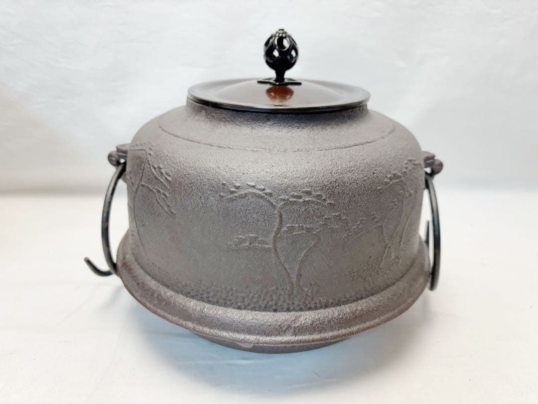 茶道具 風炉師麻生雄芳 釜師菊地政光造 唐銅朝鮮風炉 浜松紋真形釜添野々田電熱器