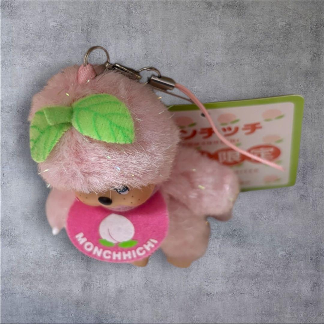 福島限定 桃モンチッチ マスコット ぬいぐるみキーホルダー