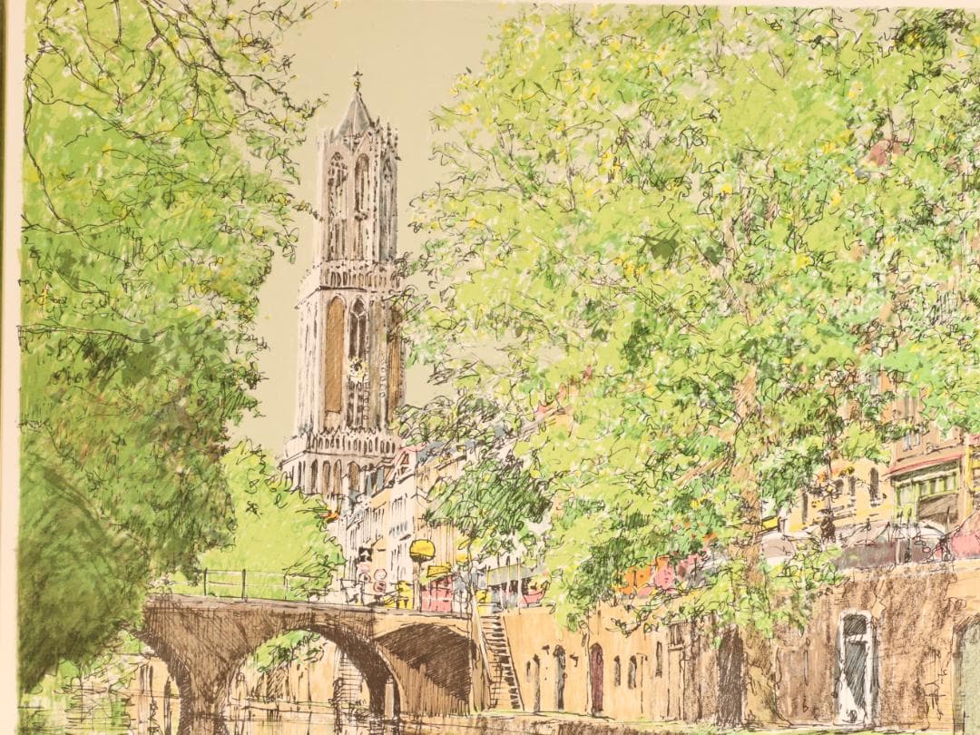 BK288　小田切訓 「 初夏のユトレヒト 」 218/300　リトグラフ