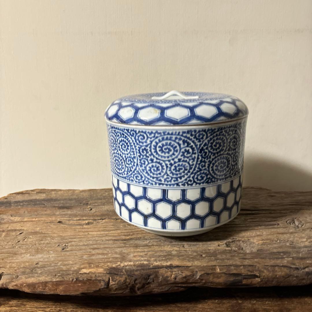 古伊万里たこ唐草蓋物　アンティーク 古道具　骨董　蕎麦猪口　検:李朝.白洲正子