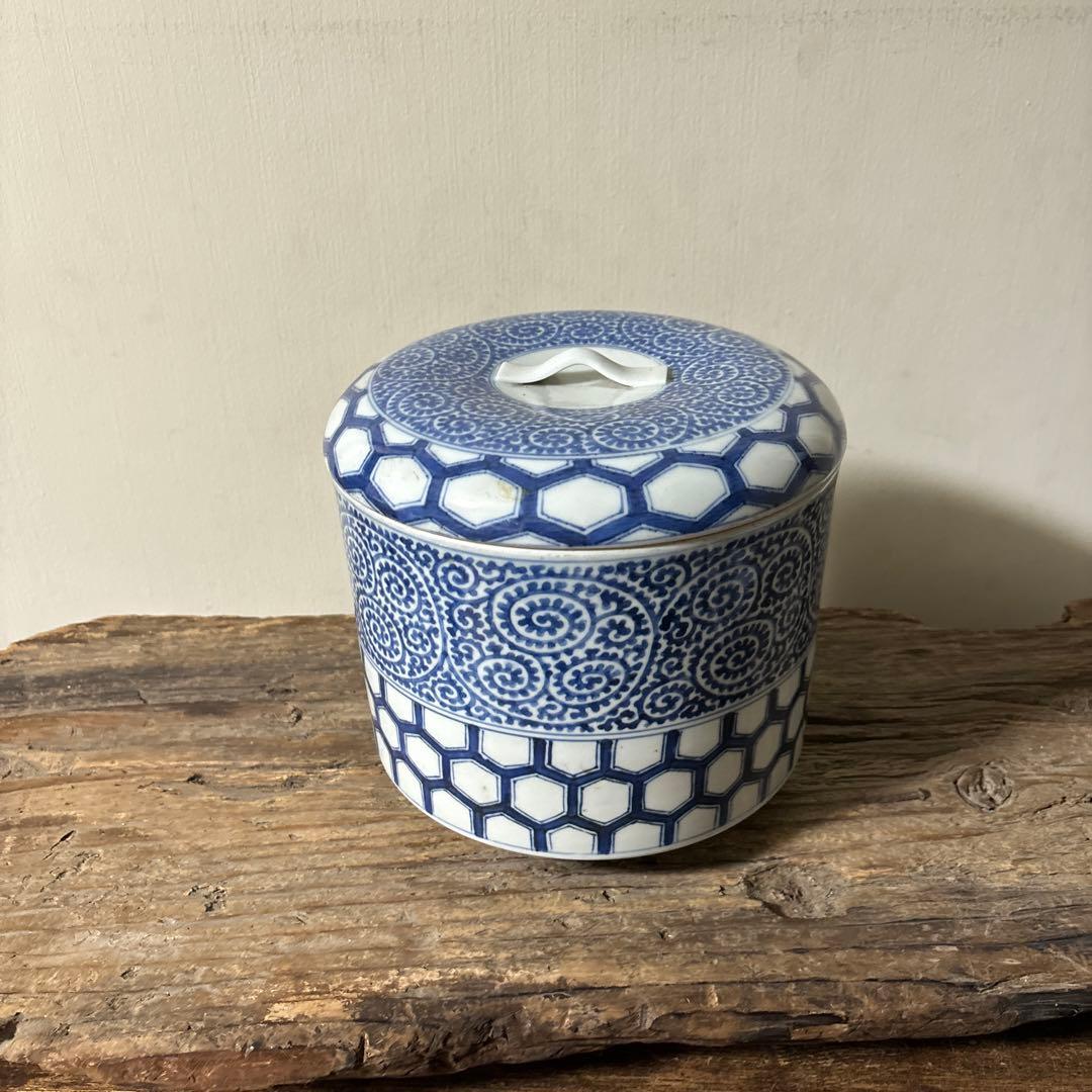 古伊万里たこ唐草蓋物　アンティーク 古道具　骨董　蕎麦猪口　検:李朝.白洲正子