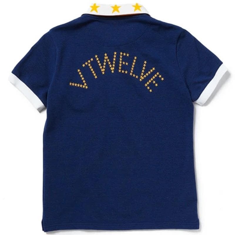 新品 V12 GOLF スマイルワッペン 半袖ポロシャツ ブルー M レディース