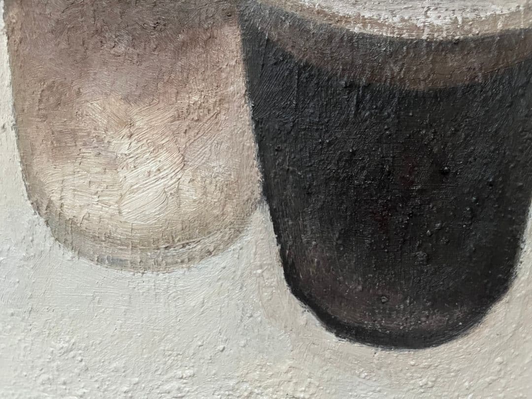 油彩画　アイスコーヒーとアイスカフェラテ