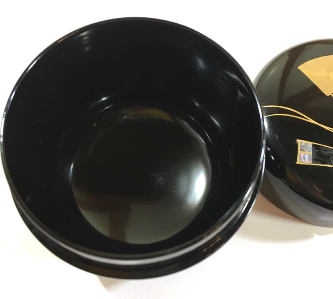 棗 黒扇面 螺鈿 茶入 茶道具 茶道 茶器 蒔絵 箱入り
