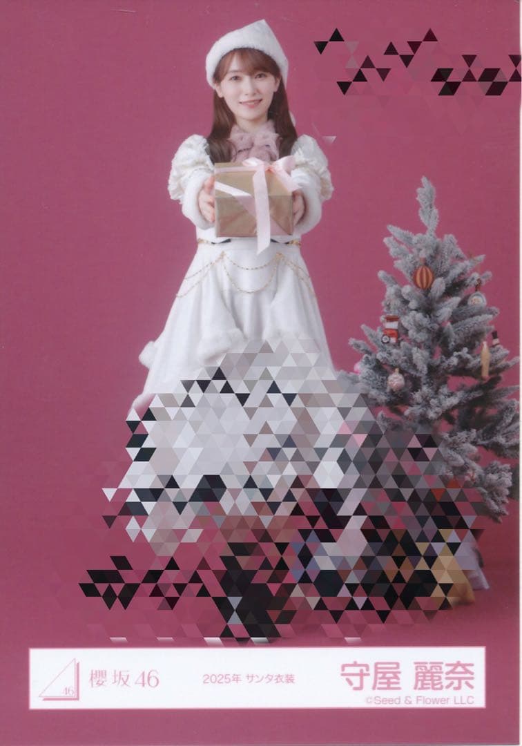 守屋麗奈 直筆サイン入り生写真(2025年サンタ衣装) ヒキ