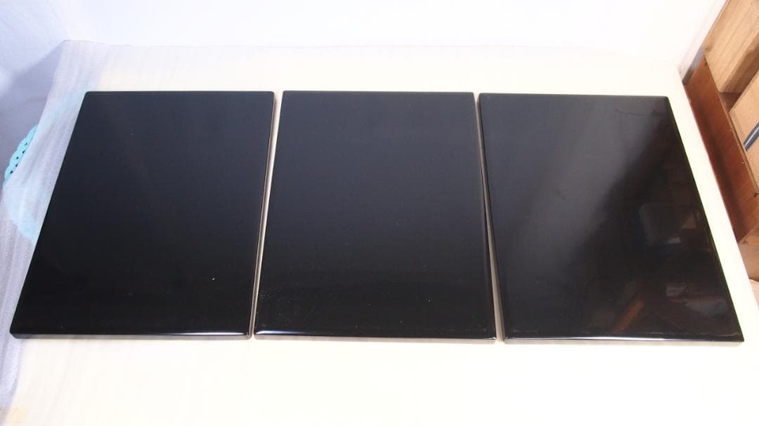 【未使用あり】輪島塗 長手脇引膳 5客 梨地霞/波蒔絵 卓上膳/懐石膳/会席膳