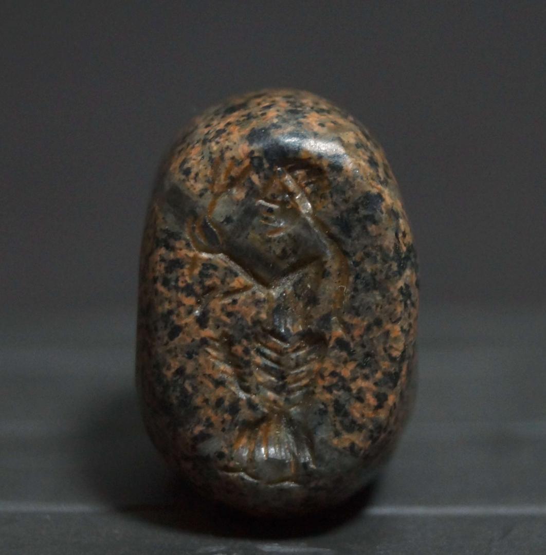 古代ギリシャ 石製 大玉印章『人物』ドーム型シール 印材 提げ物 装飾品 希少品