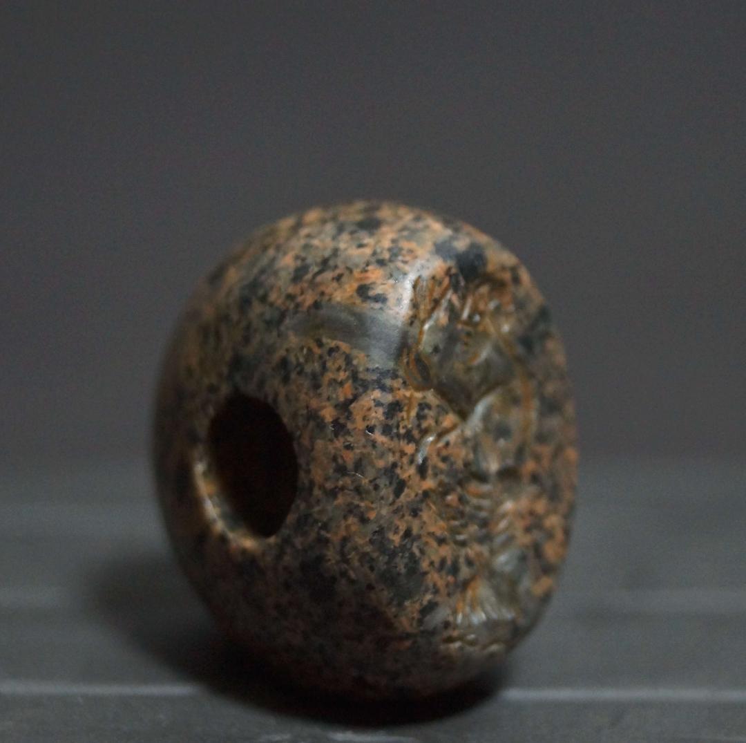 古代ギリシャ 石製 大玉印章『人物』ドーム型シール 印材 提げ物 装飾品 希少品